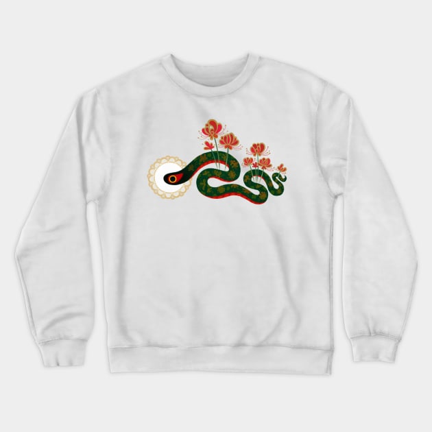 Snake and flowers 1 Crewneck Sweatshirt by pikaole